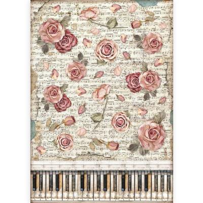 Stamperia Passion Rice Paper - Roses And Piano